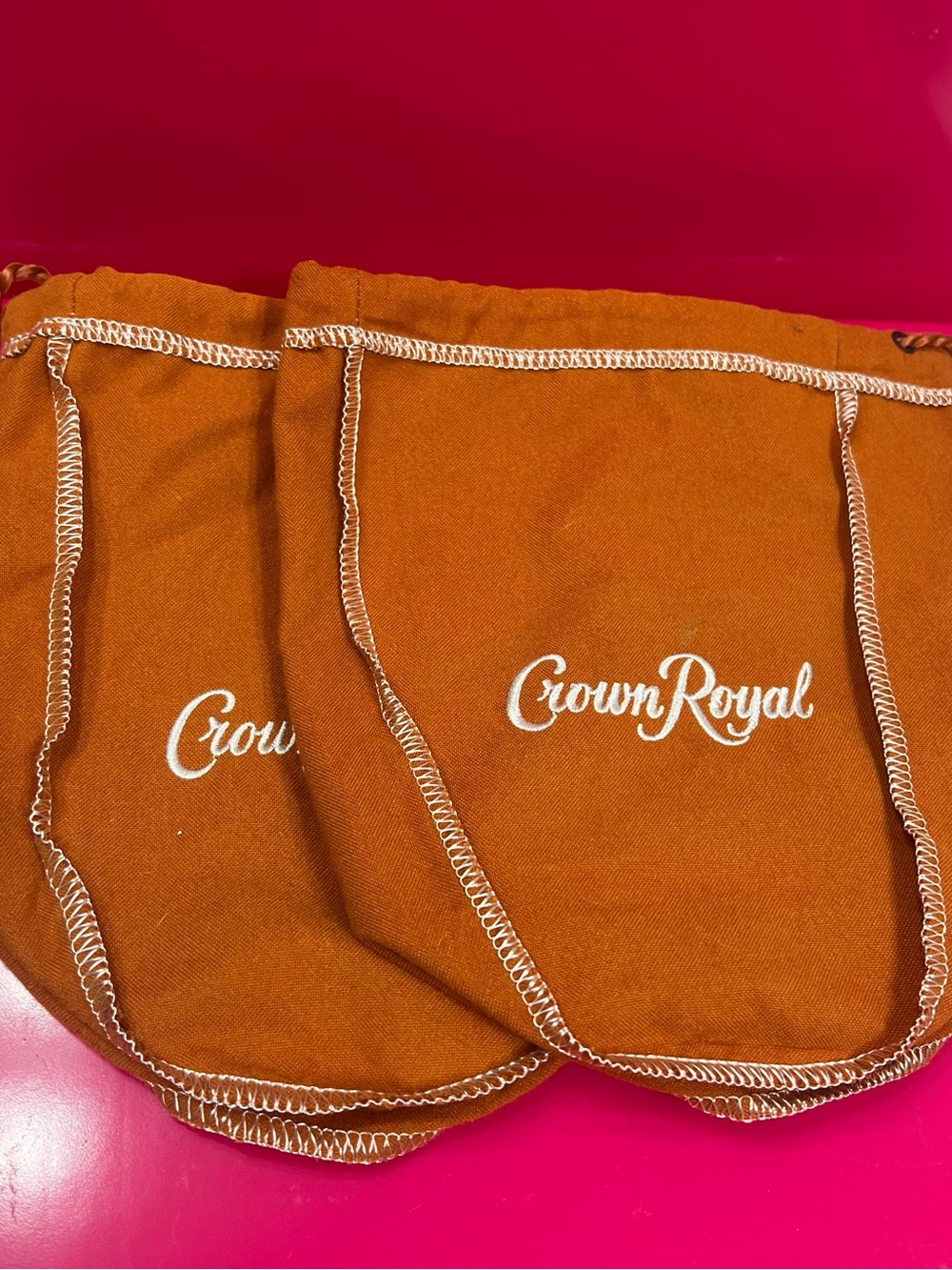Crown Royal Orange Velvet Drawstring Bag - Set of 2 - Salted Caramel